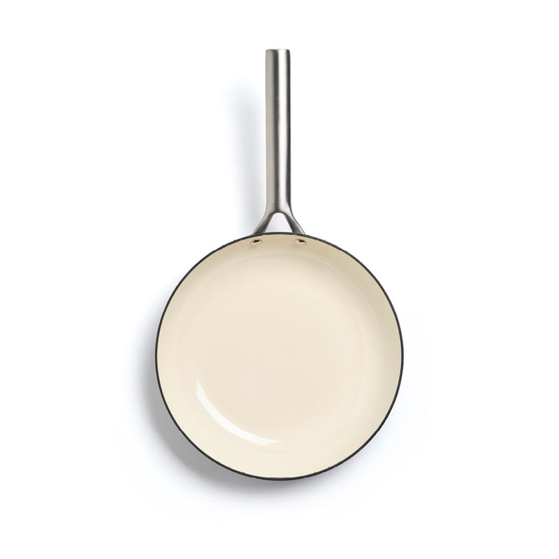 Poêle En Fonte Émaillée Avec Poignée En Inox - Gris Foncé - 28cm