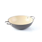 Wok de hierro fundido esmaltado - Gris oscuro - 30cm