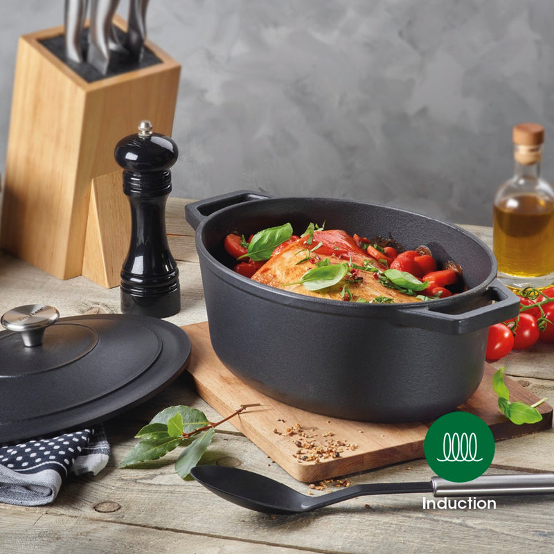Cocotte Ovale En Fonte - Noir - 30cm