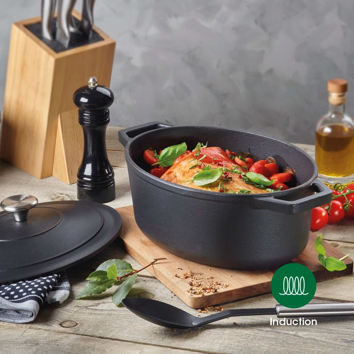 Cazuela Oval de Hierro Colado - Negro - 30cm