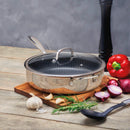 Sauteuse En Acier Inoxydable Triply Revêtement Nid D'Abeille Anti-Adhésif - Multinox Pro - Argenté - 24cm