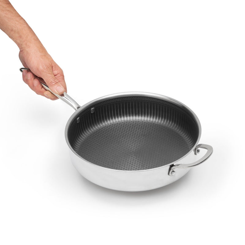 Sauteuse En Acier Inoxydable Triply Revêtement Nid D'Abeille Anti-Adhésif - Multinox Pro - Argenté - 24cm
