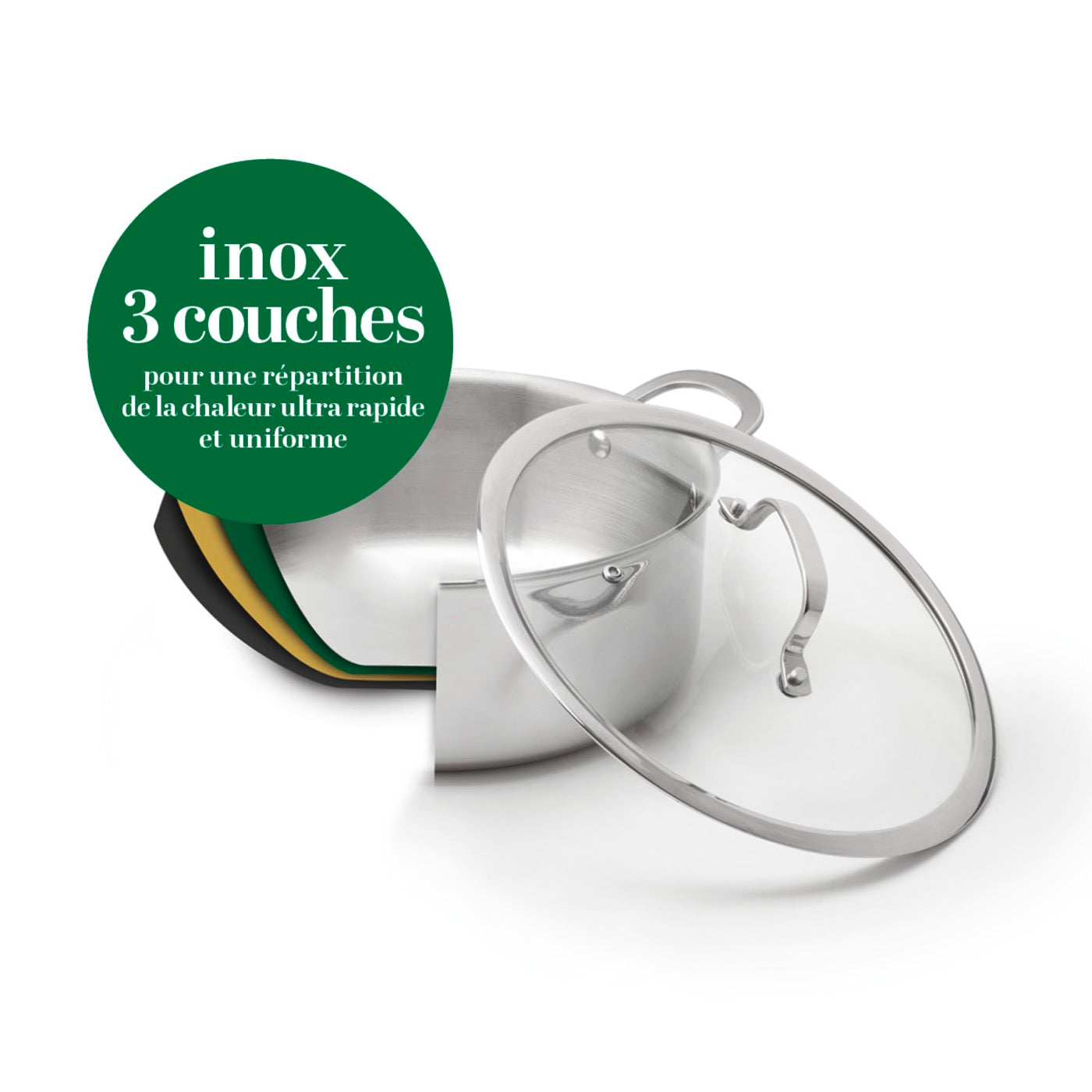 Casserole En Acier Inoxydable Triply - Multinox Pro - Argenté - 26cm