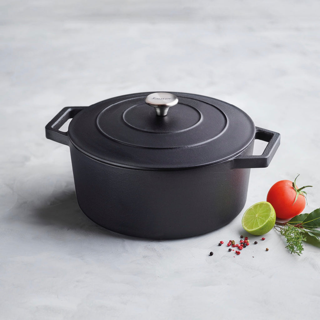 Cazuela Redonda de Acero Fundido - Negro Mate - 25cm