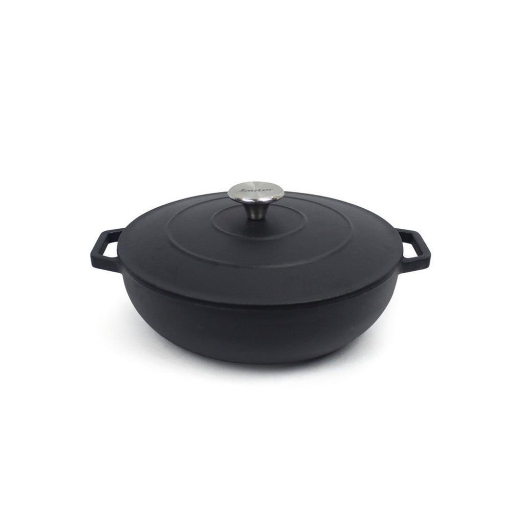 Sauteuse En Fonte D'Acier Ronde 25 Cm - Noir Mat
