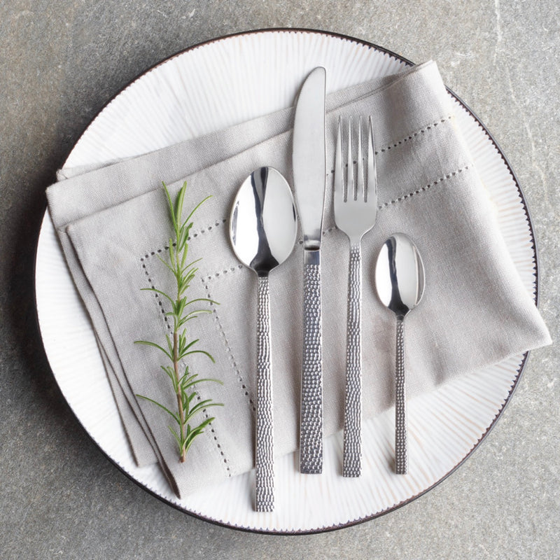 Ménagère De 24 Pièces Pour 6 Personnes En Inox Martelé - Argenté