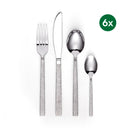 Ménagère De 24 Pièces Pour 6 Personnes En Inox Martelé - Argenté