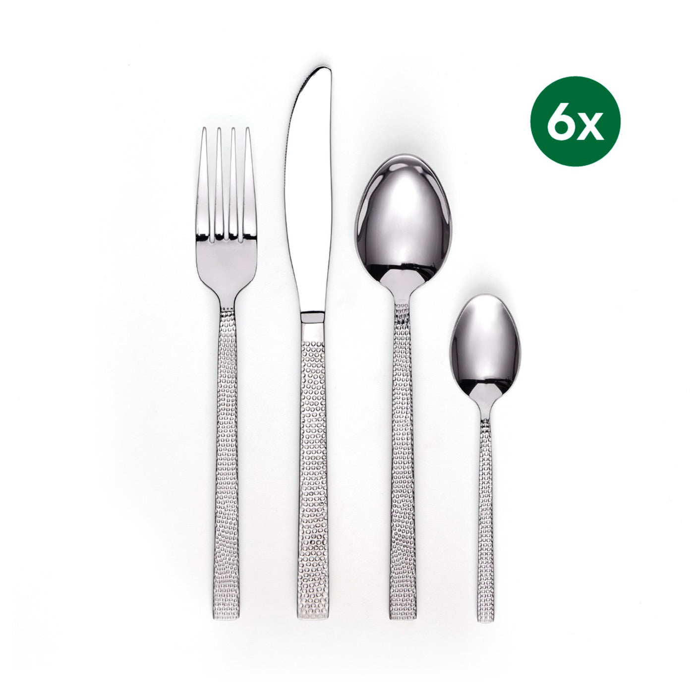 Ménagère De 24 Pièces Pour 6 Personnes En Inox Martelé - Argenté