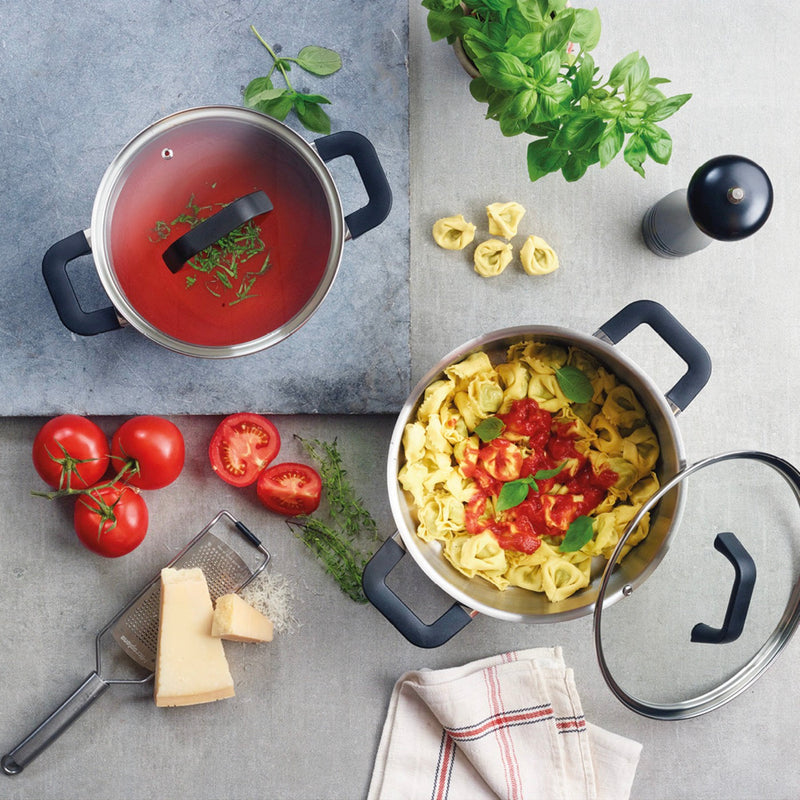 Set De 2 Casseroles En Acier Inoxydable Avec Couvercles En Verre - Qulinox - Argenté