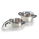 Set De 2 Casseroles En Acier Inoxydable Avec Couvercles En Verre - Qulinox - Argenté