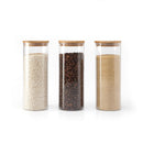 Set De 3 Bocaux En Verre Ronds Avec Couvercles En Bambou - Transparent