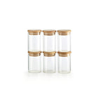 Set De 6 Petits Pots À Épices En Verre Avec Couvercles En Bambou - Transparent