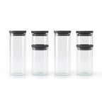 Set De 6 Boîtes En Verre Avec Couvercles En Plastique - Noir
