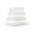 Set De 3 Boîtes En Verre Avec Couvercles Hermétiques - Transparent
