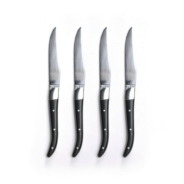 Set of 4 Riveted Steak Knives - Black / Gray