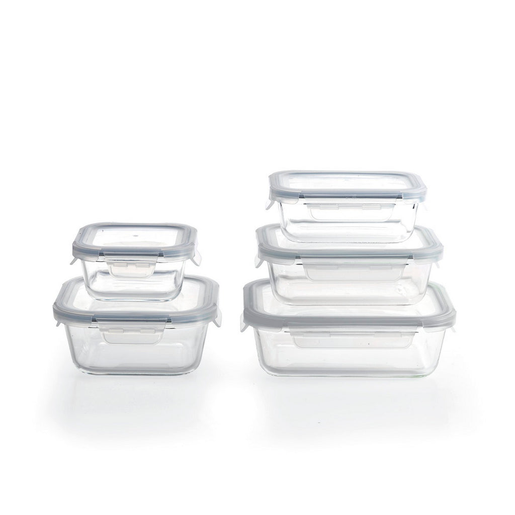 Juego de 5 cajas de almacenamiento con tapa - Transparente