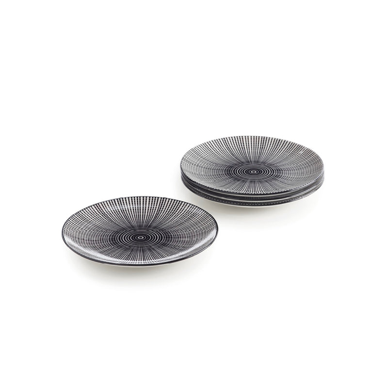 Set De 4 Assiettes À Dessert Avec Relief - Blanc/Noir