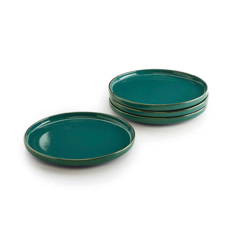 Set De 4 Assiettes - Vert Foncé
