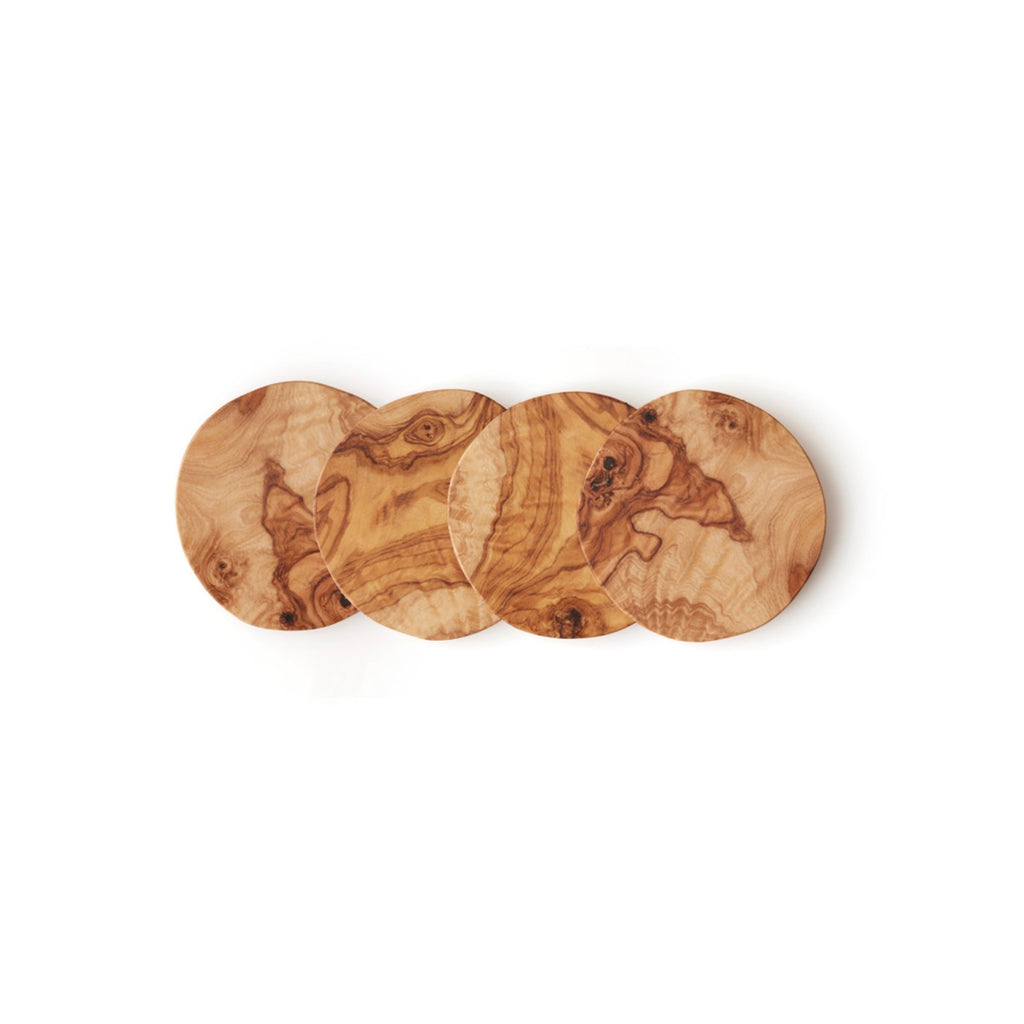 Juego De 4 Posavasos De Madera De Olivo - Madera