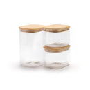 Set De 3 Bocaux En Verre Avec Couvercles En Bambou - Transparent