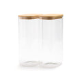 Set de 3 Botes de Vidrio con Tapa de Bambú - Transparente