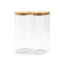 Set De 3 Bocaux En Verre Avec Couvercles En Bambou - Transparent