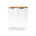 Set De 3 Bocaux En Verre Avec Couvercles En Bambou - Transparent