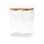 Set De 3 Bocaux En Verre Avec Couvercles En Bambou - Transparent