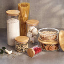 Set De 3 Bocaux En Verre Avec Couvercles En Bambou - Transparent