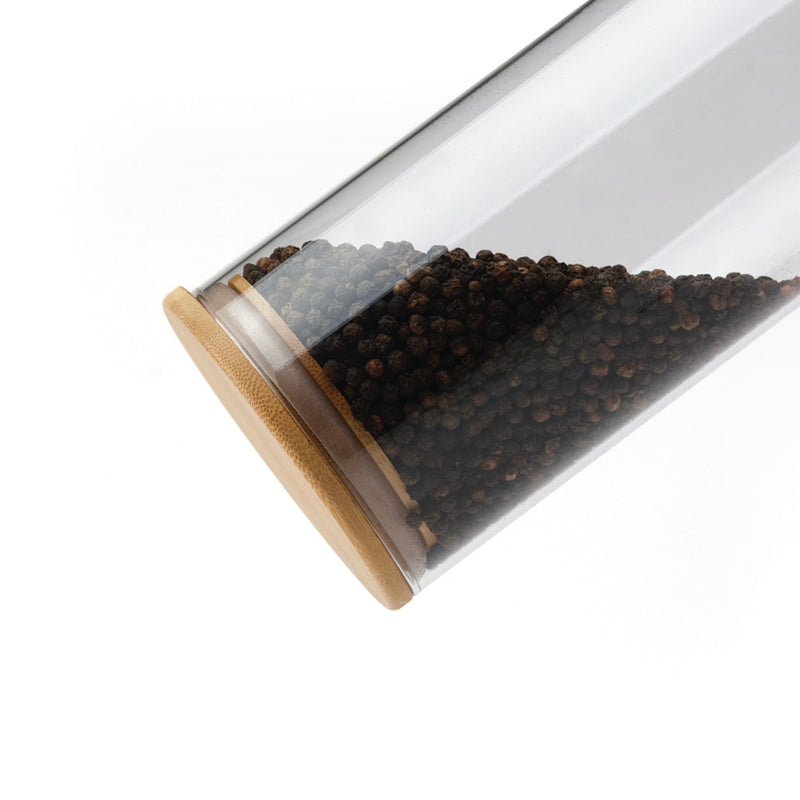 Set De 3 Bocaux En Verre Avec Couvercles En Bambou - Transparent