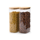 Set De 3 Bocaux En Verre Avec Couvercles En Bambou - Transparent