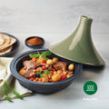 Tajín de Hierro Fundido de Acero con Tapa de Cerámica - Verde - 29 cm