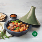 Tajín de Hierro Fundido de Acero con Tapa de Cerámica - Verde - 29 cm