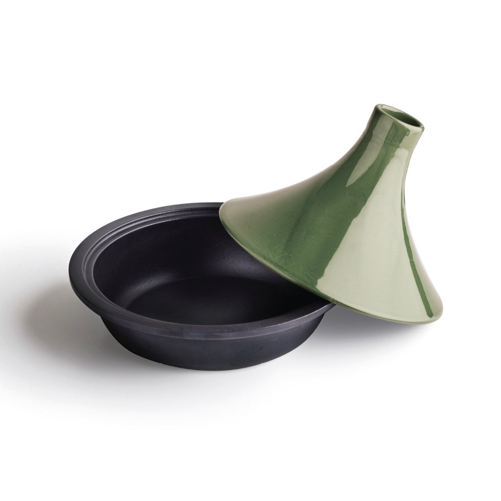 Tajín de Hierro Fundido de Acero con Tapa de Cerámica - Verde - 29 cm