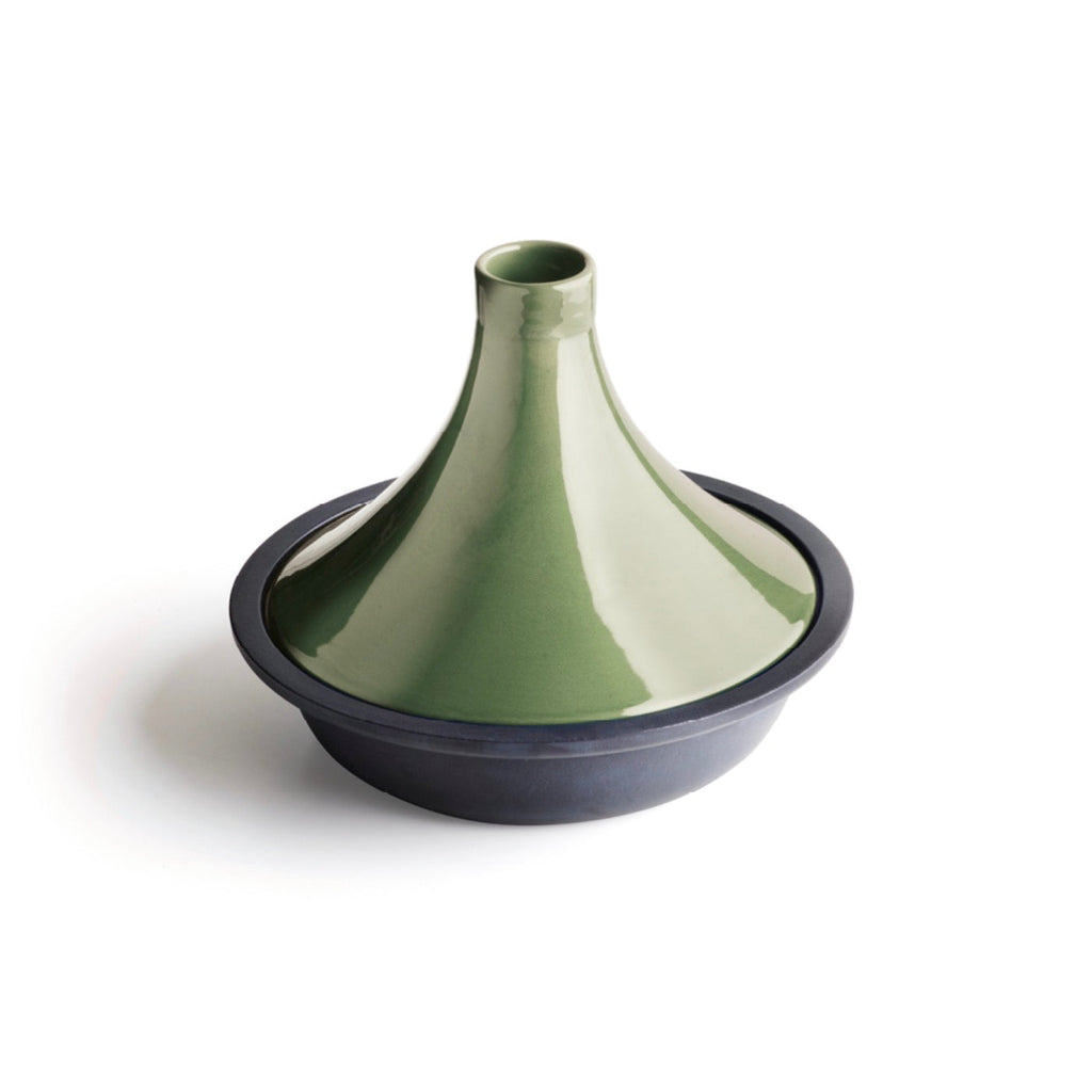 Tajín de Hierro Fundido de Acero con Tapa de Cerámica - Verde - 29 cm