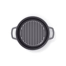 Batterie De Cuisine Empilable En Fonte 4 Pièces (Cocotte + Sauteuse + Poêle Grill) + 4 Protections En Silicone - Noir