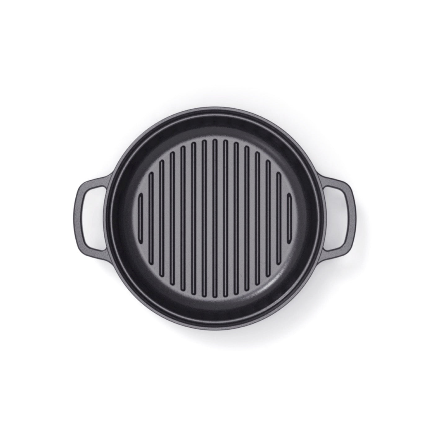 Batería de cocina apilable de hierro fundido de 4 piezas (cocotte + cazo bajo + sartén grill) + 4 protectores de silicona - Negro