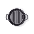 Batterie De Cuisine Empilable En Fonte 4 Pièces (Cocotte + Sauteuse + Poêle Grill) + 4 Protections En Silicone - Noir