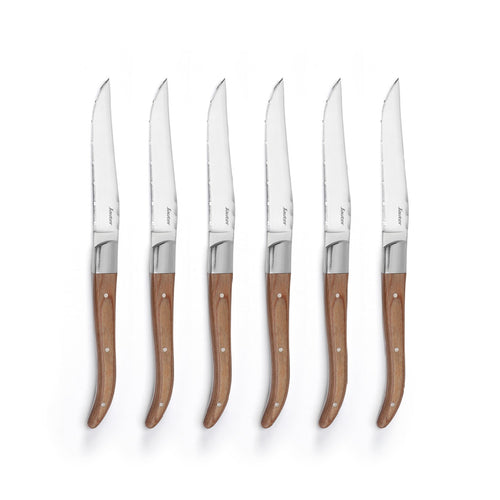 Set De 6 Couteaux À Steak Avec Manches En Bois De Pakka - Bois Clair