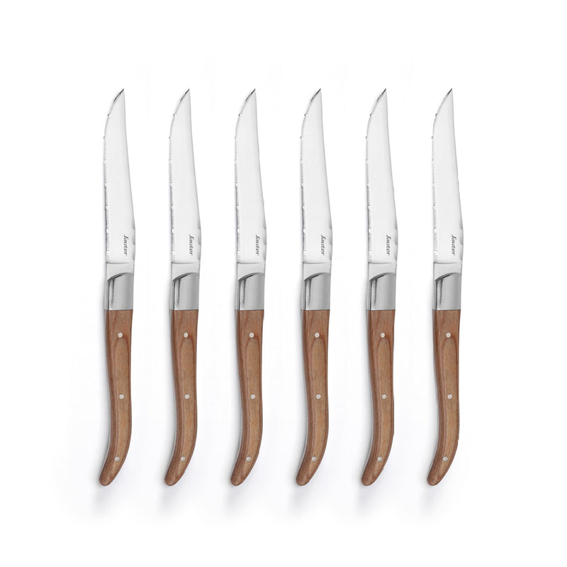 Set De 6 Couteaux À Steak Avec Manches En Bois De Pakka - Bois Clair