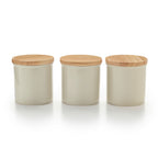 Juego de 3 tarros de almacenamiento con tapa de bambú - Crema