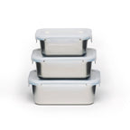 Juego de 3 cajas de almacenamiento con tapa - Plata
