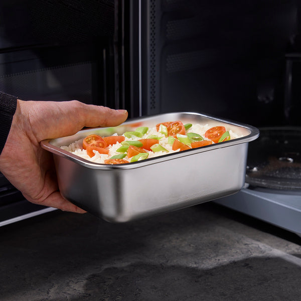 Set of 3 Storage Containers with Lid - Silver