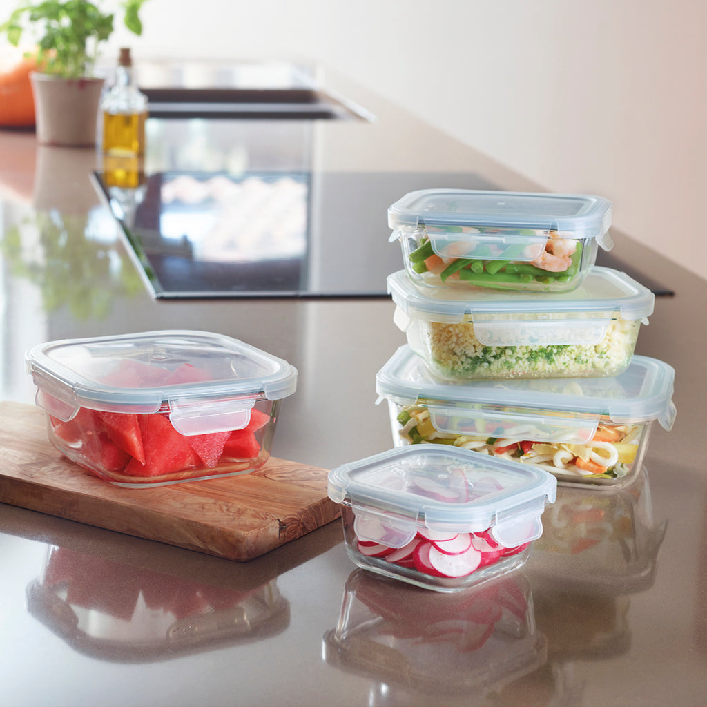 Set De 8 Boîtes En Verre Avec Clips - Transparent