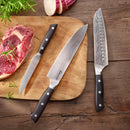 Set De 3 Couteaux Damassés - Brun Foncé