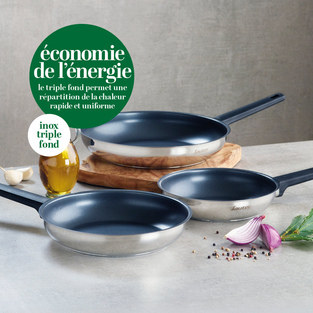Set De 3 Poêles Anti-Adhésives - Argenté