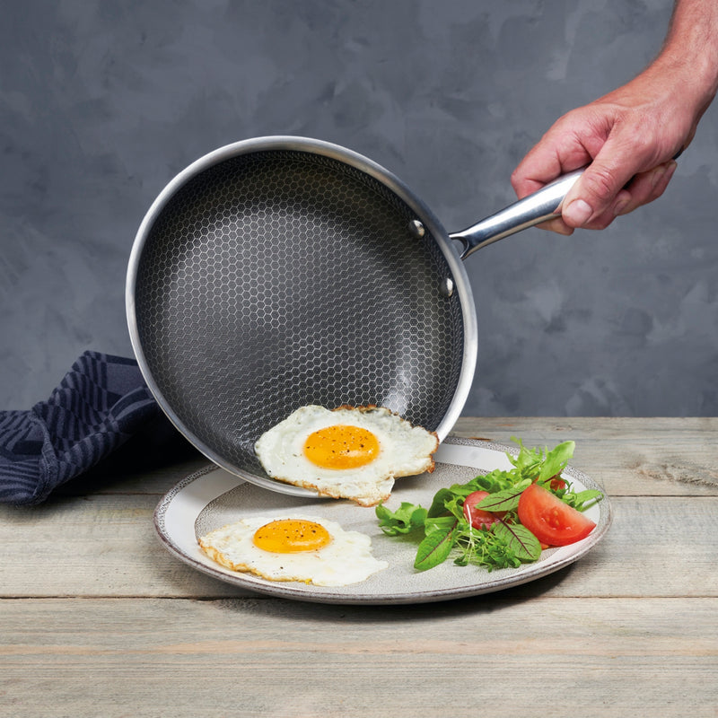 Poêle Triply - 28 CM - Revêtement Nid D'Abeille Anti-Adhésif - Argenté