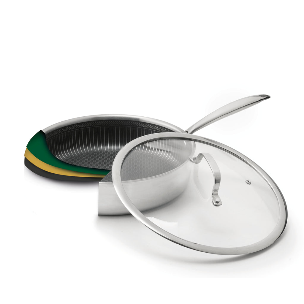 Sauteuse En Acier Inoxydable Triply Revêtement Nid D'Abeille Anti-Adhésif 24 Cm - Argenté