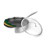 Wok En Acier Inoxydable Triply Revêtement Nid D'Abeille Anti-Adhésif 30 Cm - Argenté