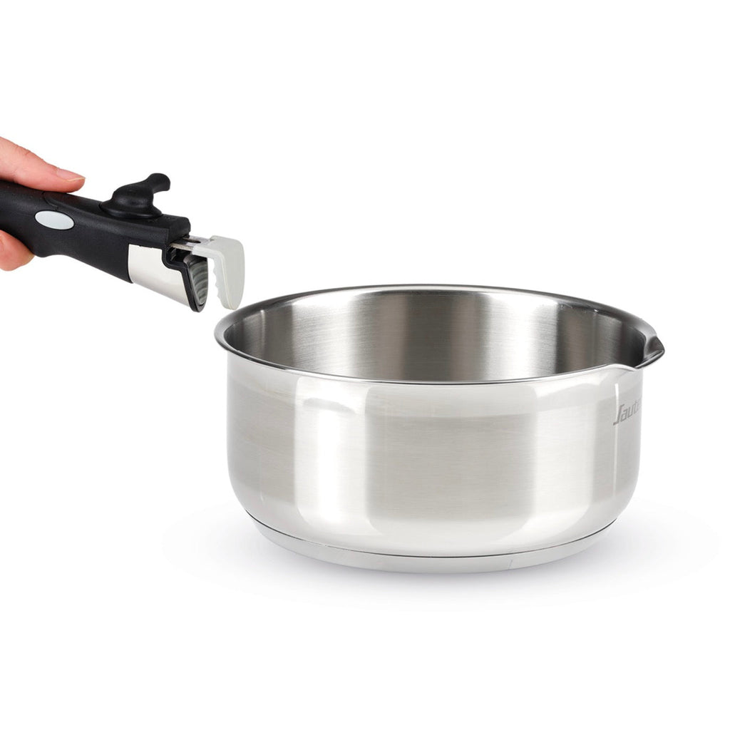 Set De 3 Casseroles En Inox Avec Poignée Amovible + 3 Couvercles Passoires Avec Manche En Inox - Argenté